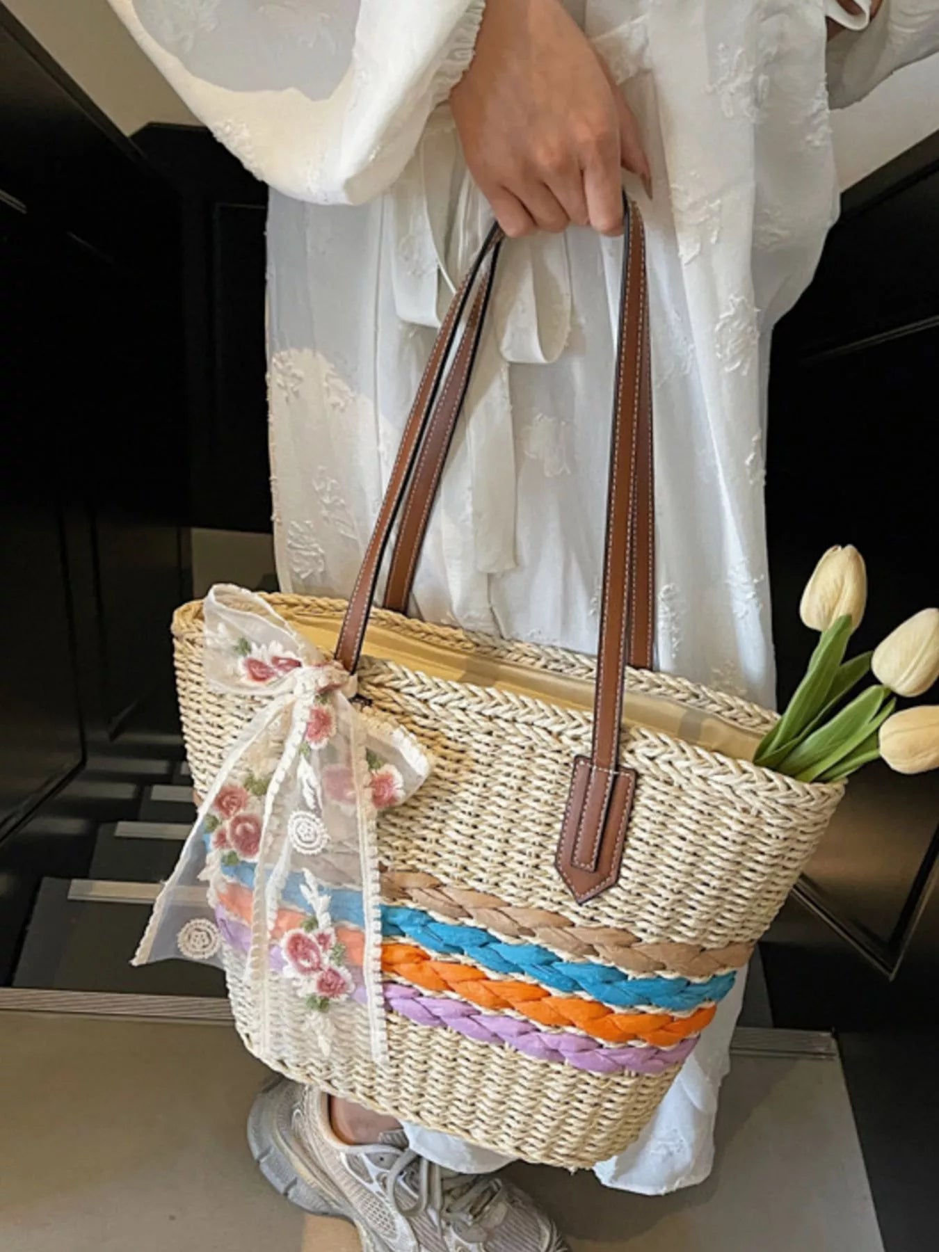 Straw Woven Shoulder Bag for Women
