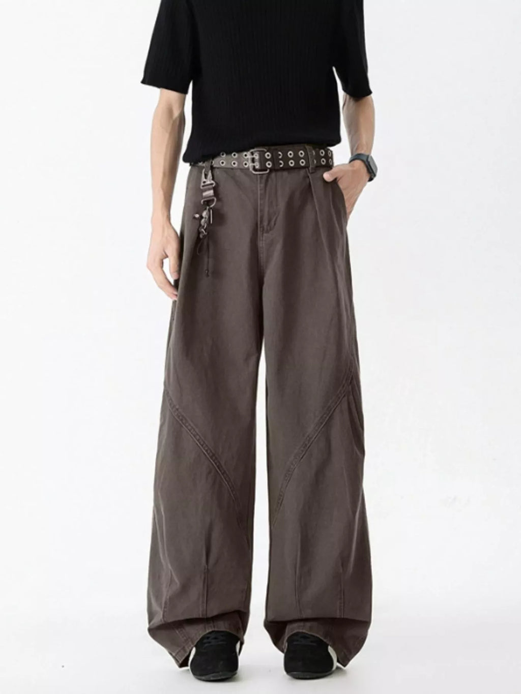 Wide Leg Jeans Plus Size in Green for Men