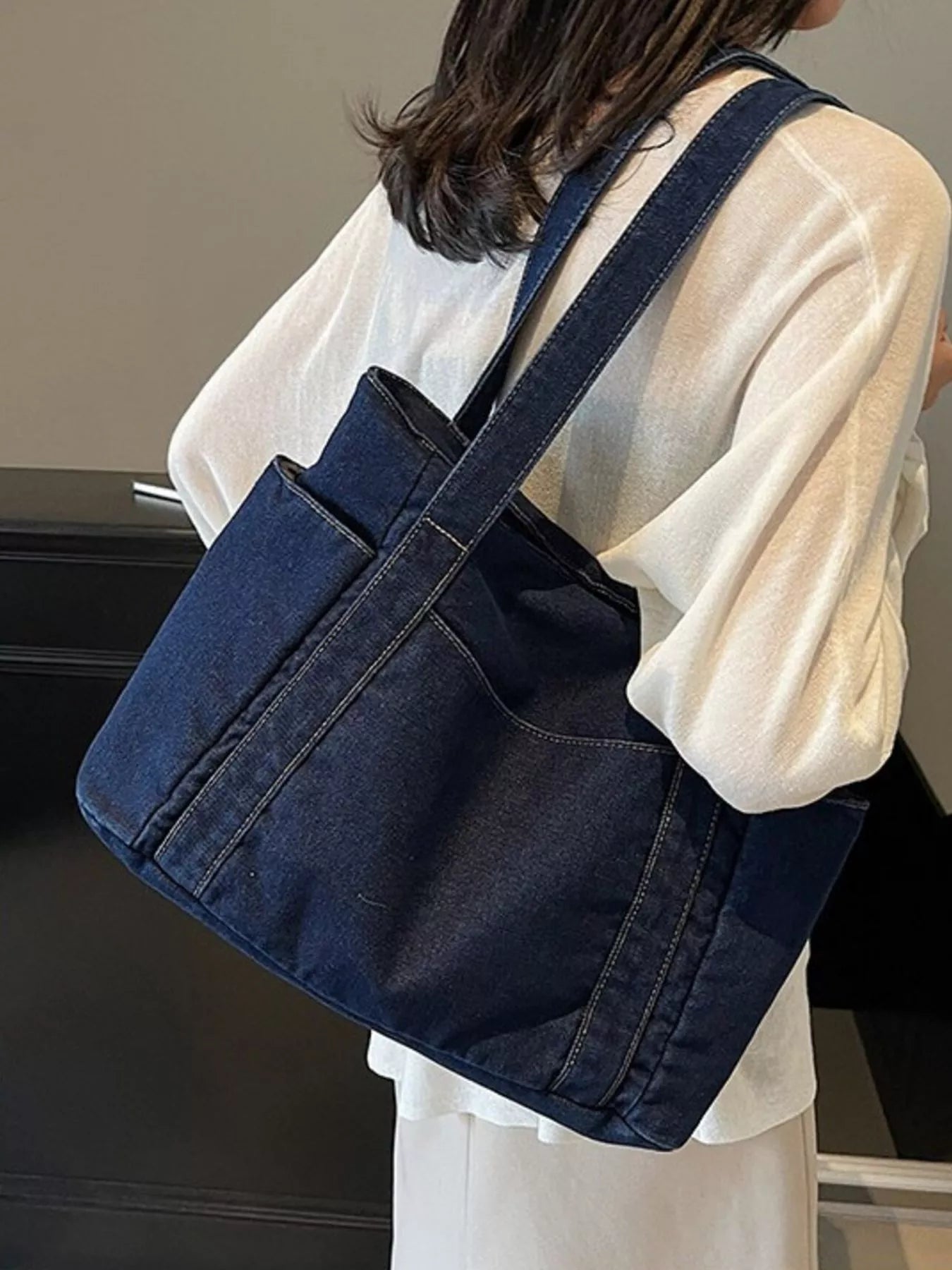 Denim Tote Shoulder Bag for Women
