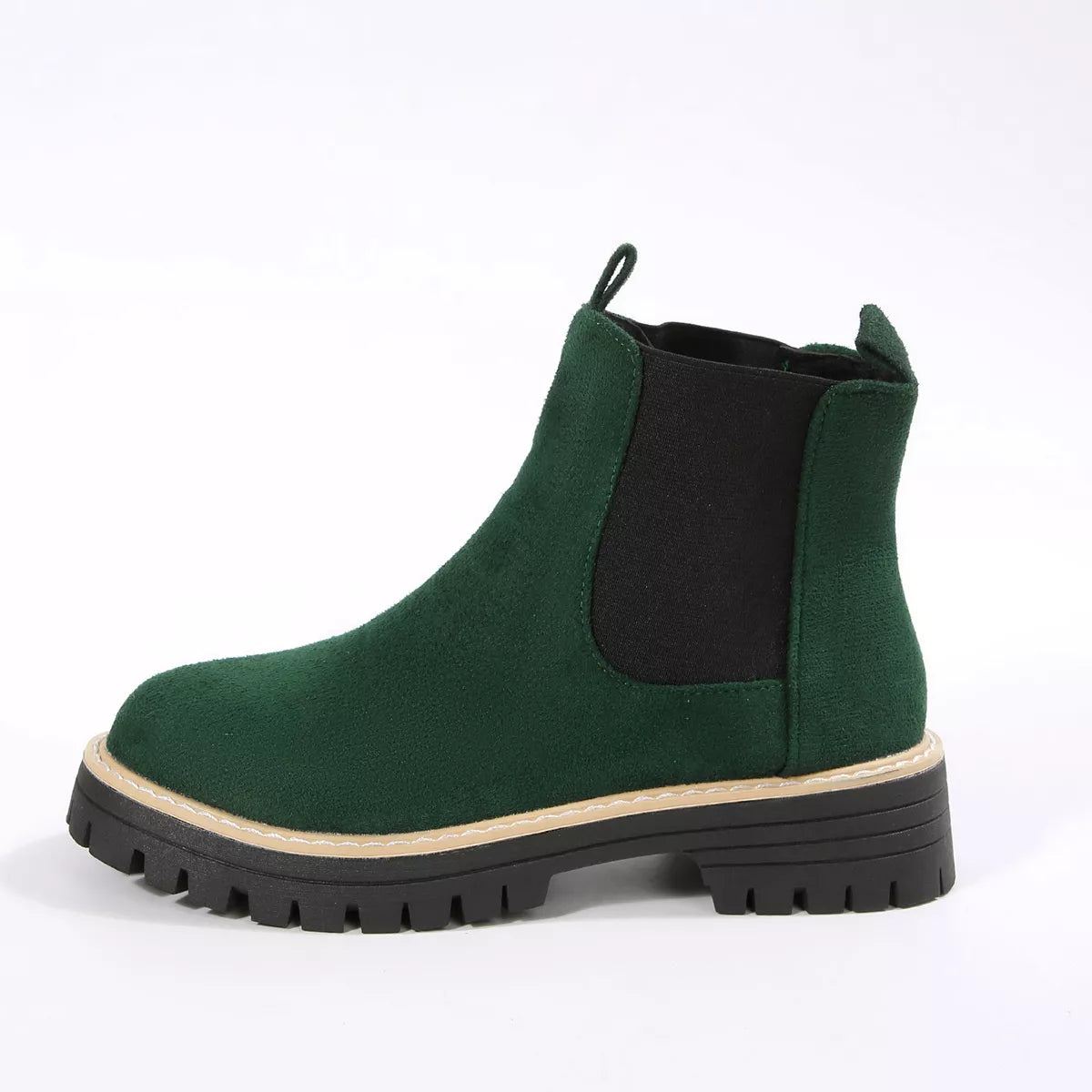 Round Toe Block Heels Boots in Brown in Black for Women