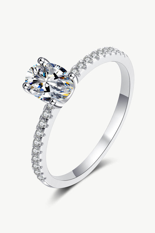 925 Sterling Silver Inlaid 1 Carat Moissanite Ring for Women