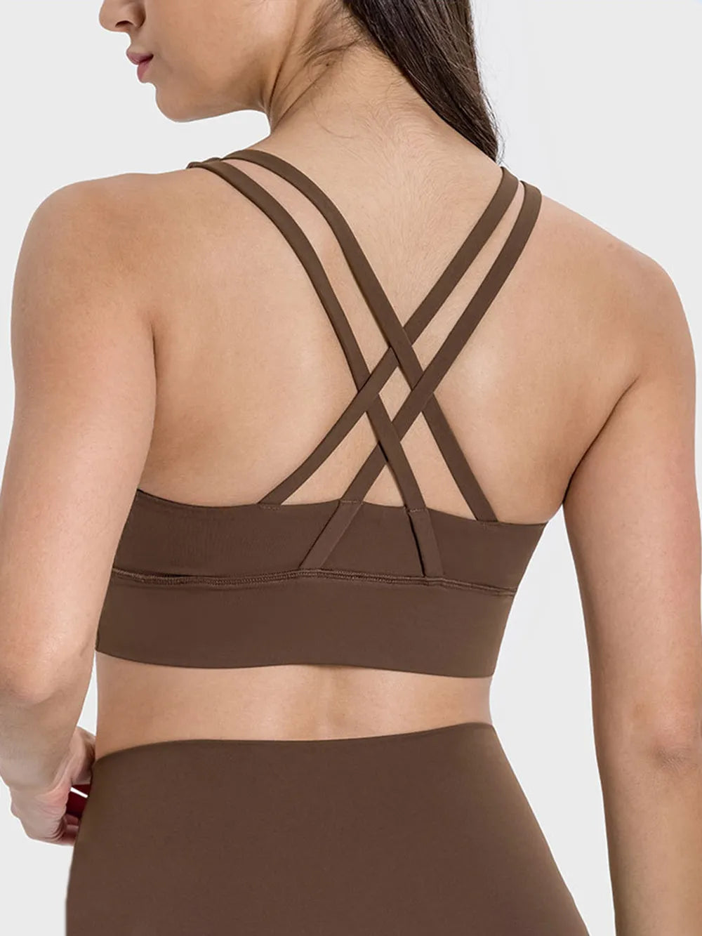 Crisscross Scoop Neck Active Tank in Caramel for Women