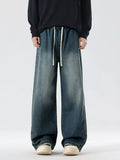 Wash Wide Leg Jeans Plus Size in Classic in Light Blue for Men