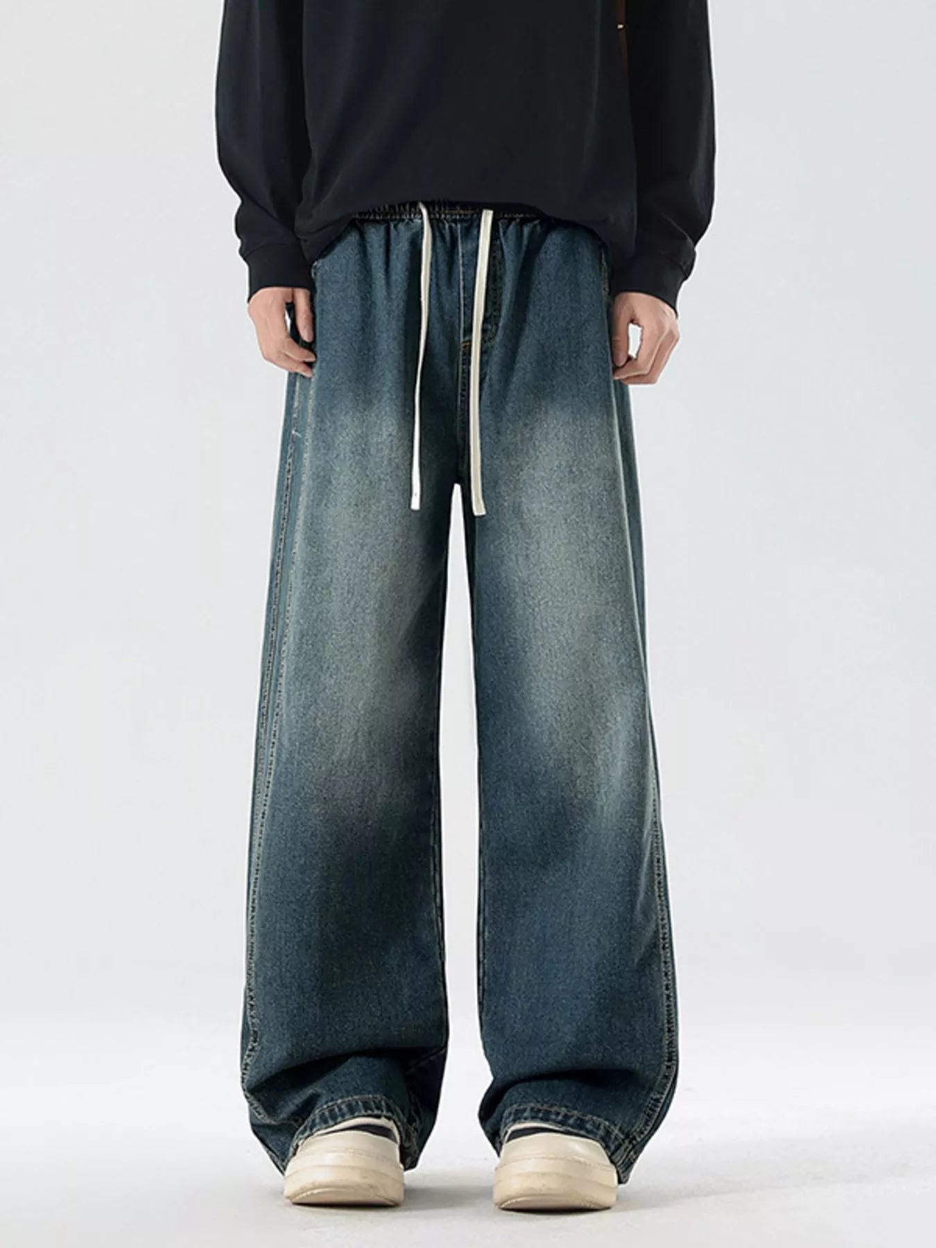 Wash Wide Leg Jeans Plus Size in Classic in Light Blue for Men