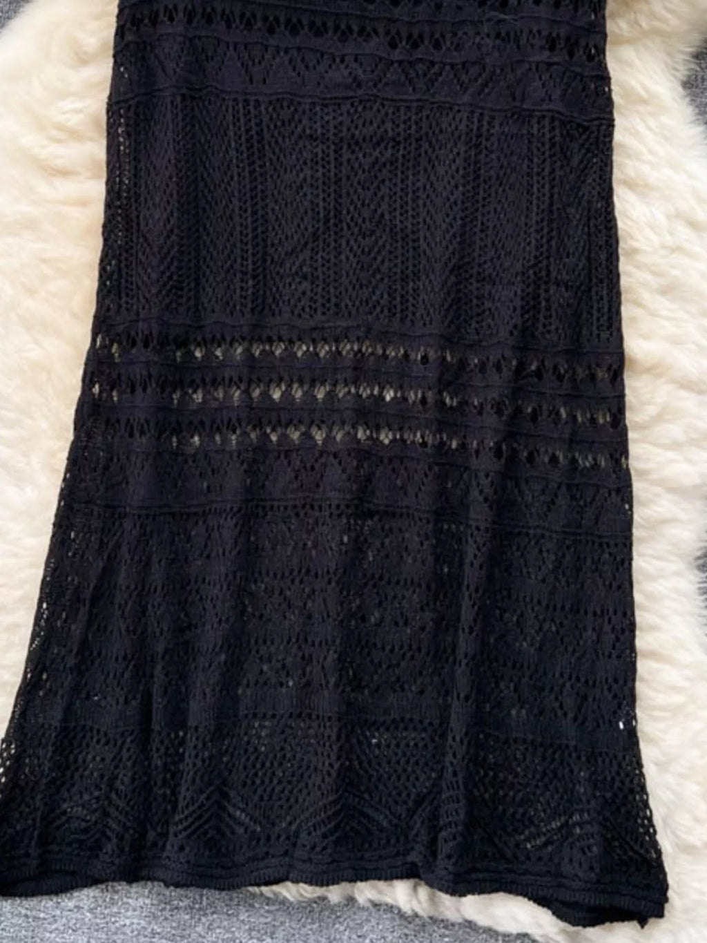 Knitted Hollow Out Maxi Skirt for Women