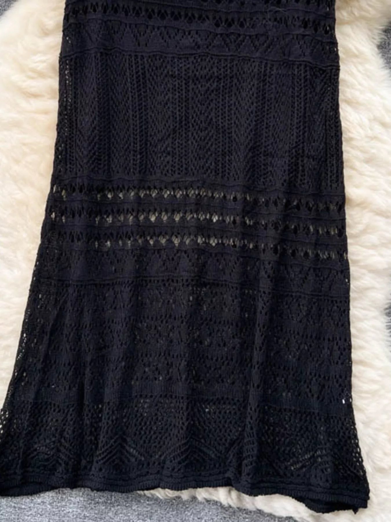 Knitted Hollow Out Maxi Skirt for Women