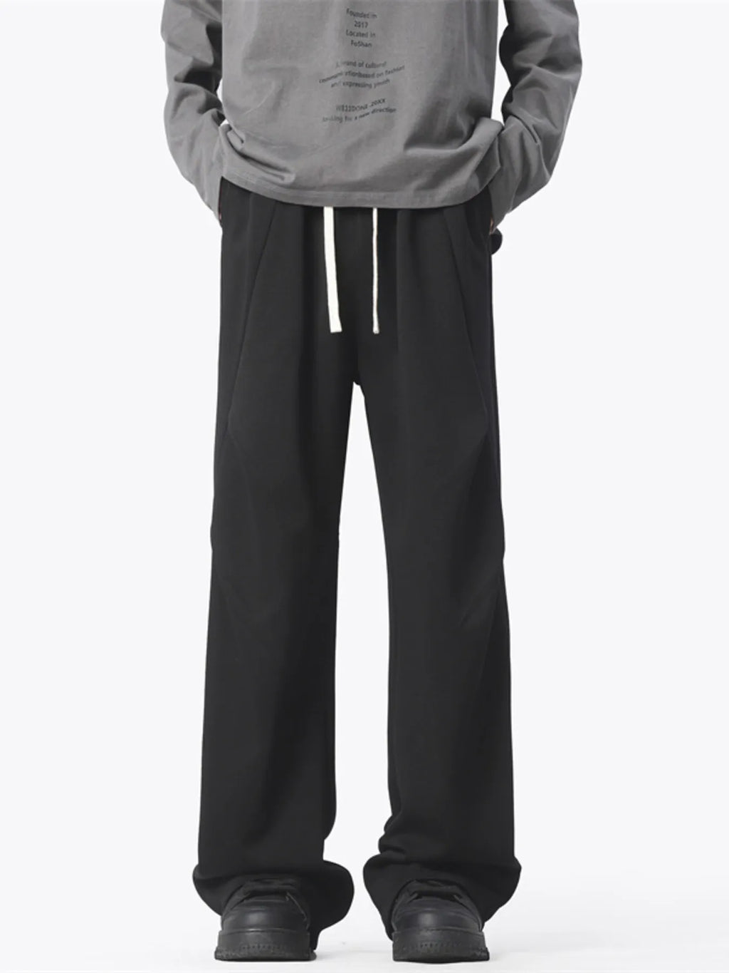 Plus Size Casual Loose-Fit Sweatpants in Flower White for Men