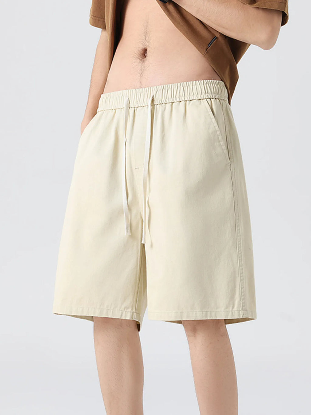 Wide-Leg Shorts Plus Size in Khaki for Men