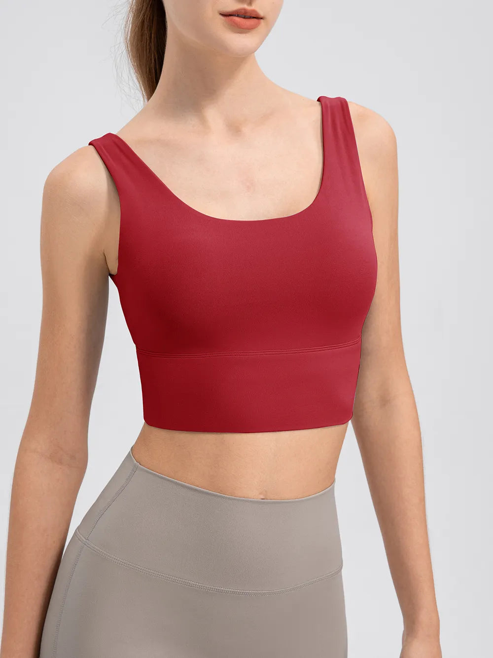 Scoop Neck Wide Strap Active Tank in Blue for Women
