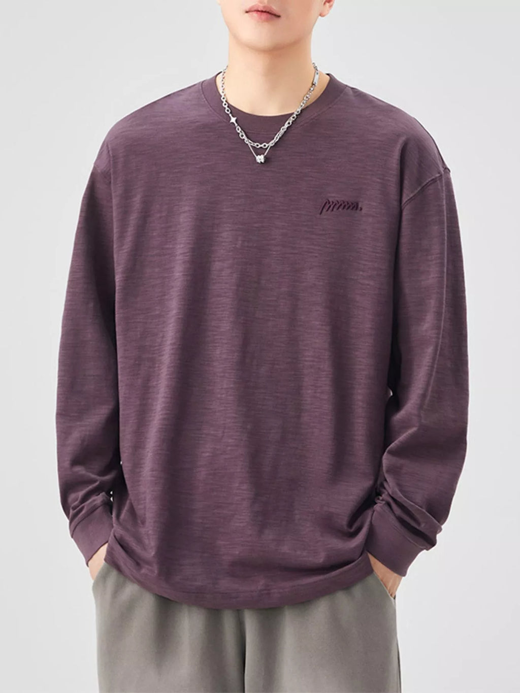 Plus Size Casual Long Sleeve T-Shirt in White for Men
