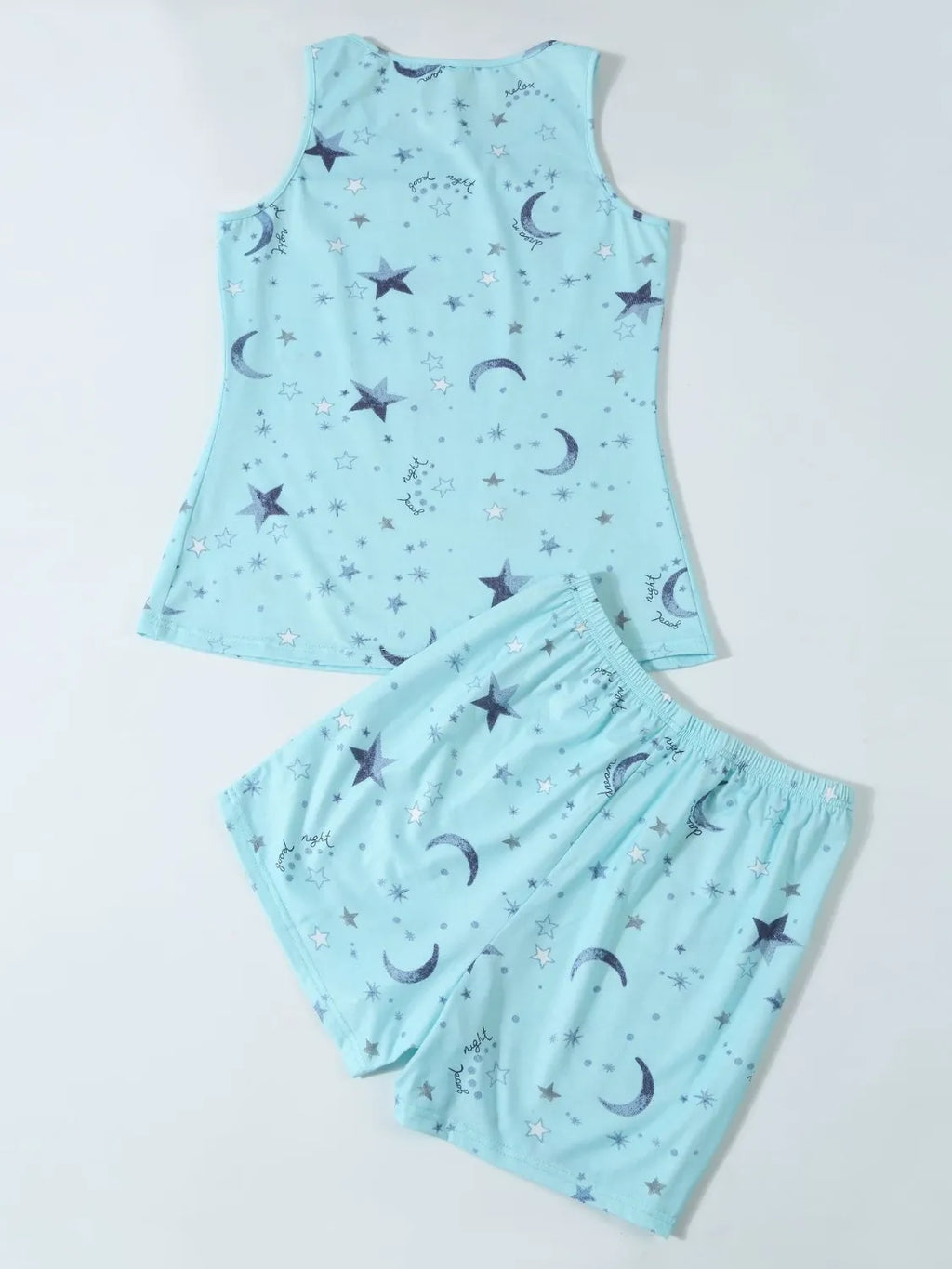 Printed Round Neck Top and Shorts Lounge Set in Neon Green for Women