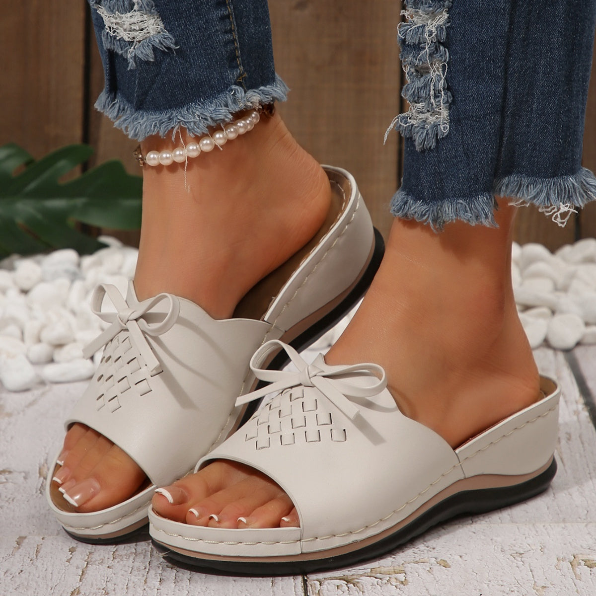 Open Toe Wedge Sandals in Light Pink in Blue for Women