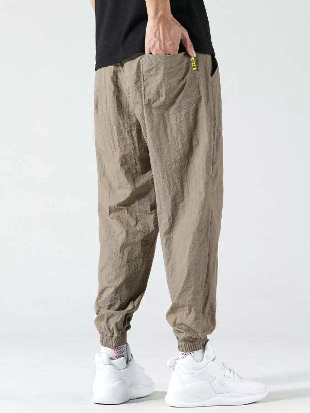 Plus Size Drawstring Loose Fit Joggers in Green for Men