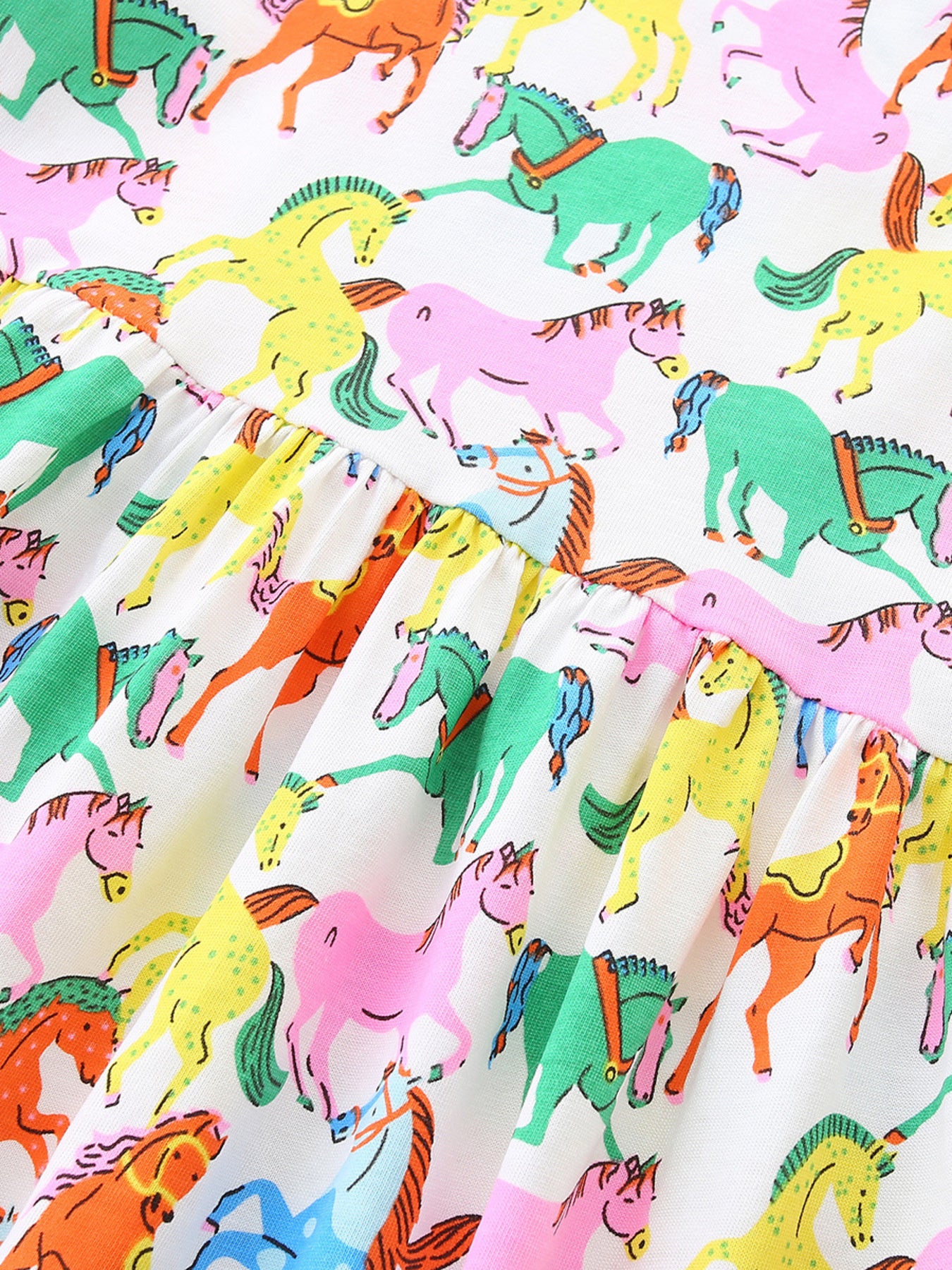 Pony Print Casual Dress in Multicolor for Girls