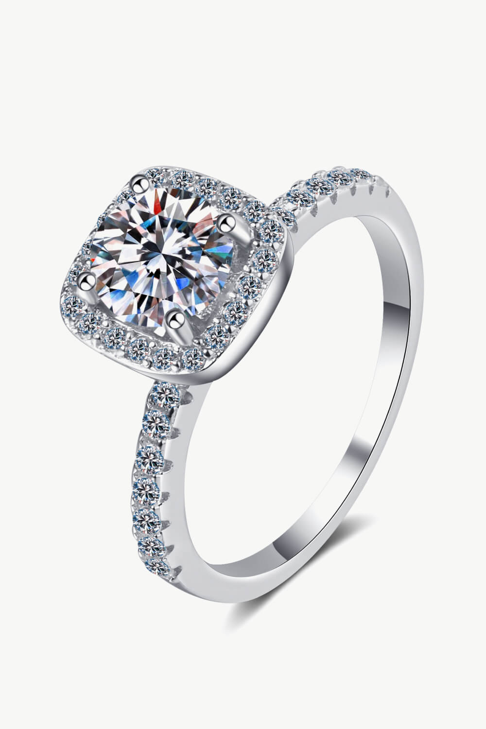 Square Moissanite Ring in Silver for Women