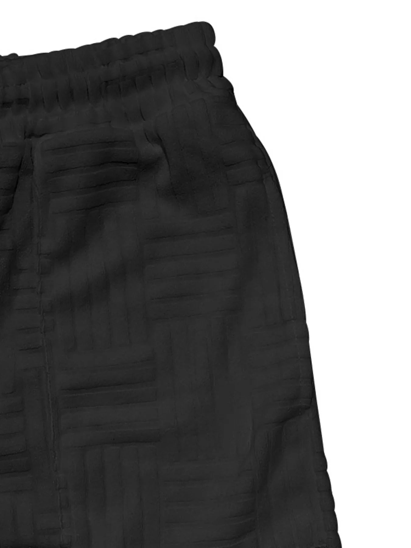 Button Up Short Sleeve Top and Shorts Set Plus Size in Black for Men