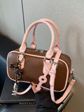 Barrel Crossbody Bag with Key Charm in Brown for Women