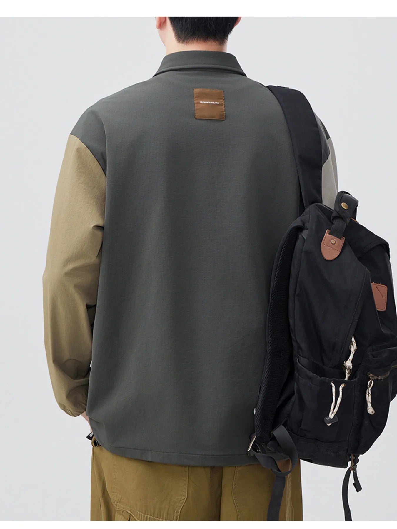 Plus Size Color Block Button Detail Polo in Dark Green for Men