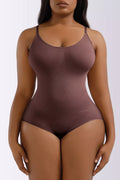 Plus Size Spaghetti Strap Shaping Bodysuit in Mocha for Women