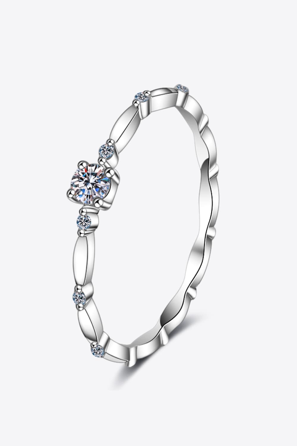 Moissanite 925 Sterling Silver Rhodium-Plated Ring for Women