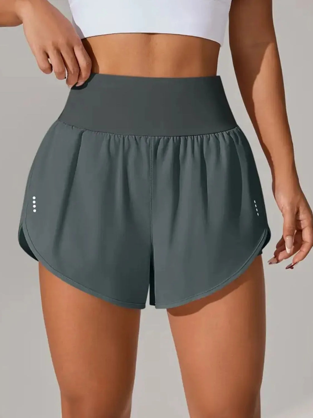Pocketed High Waist Active Shorts in Dusty Pink for Women