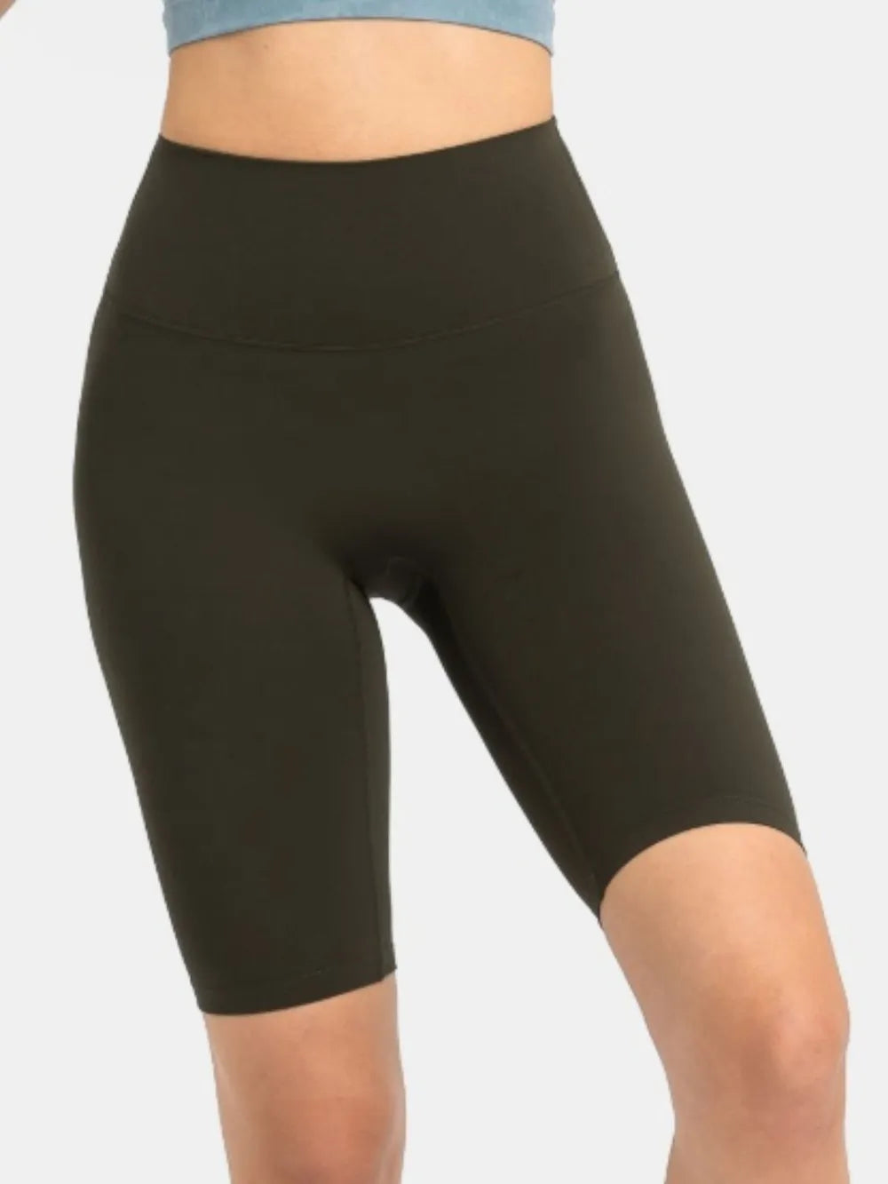 High Rise Wide Waistband Active Shorts in Dark Brown for Women