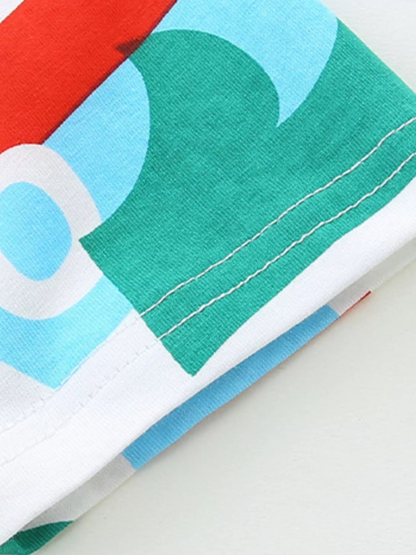 Fish Print Round Neck Tee in White for Boys