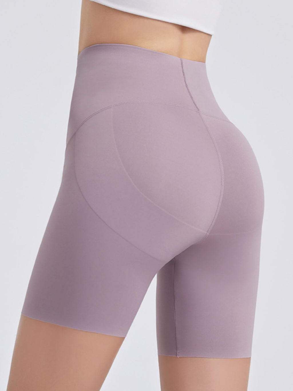 Wide Waistband Sports Shorts in Lavender in Air Force Blue for Women