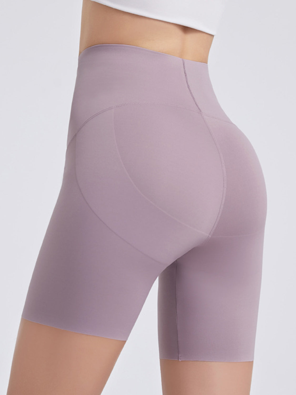 Wide Waistband Sports Shorts in Lavender in Air Force Blue for Women