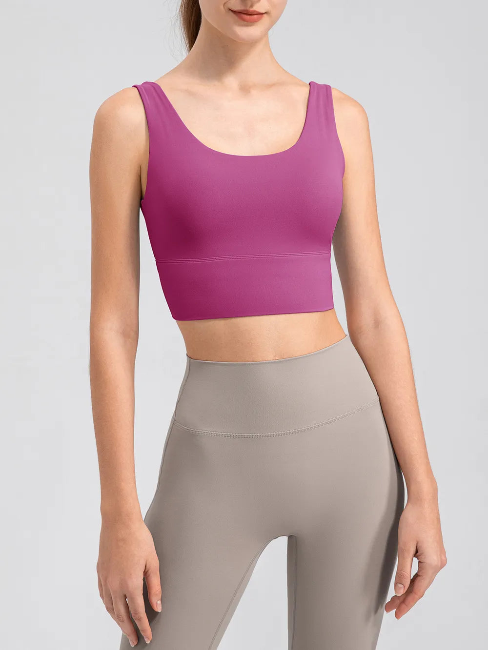 Scoop Neck Wide Strap Active Tank in Yellow for Women