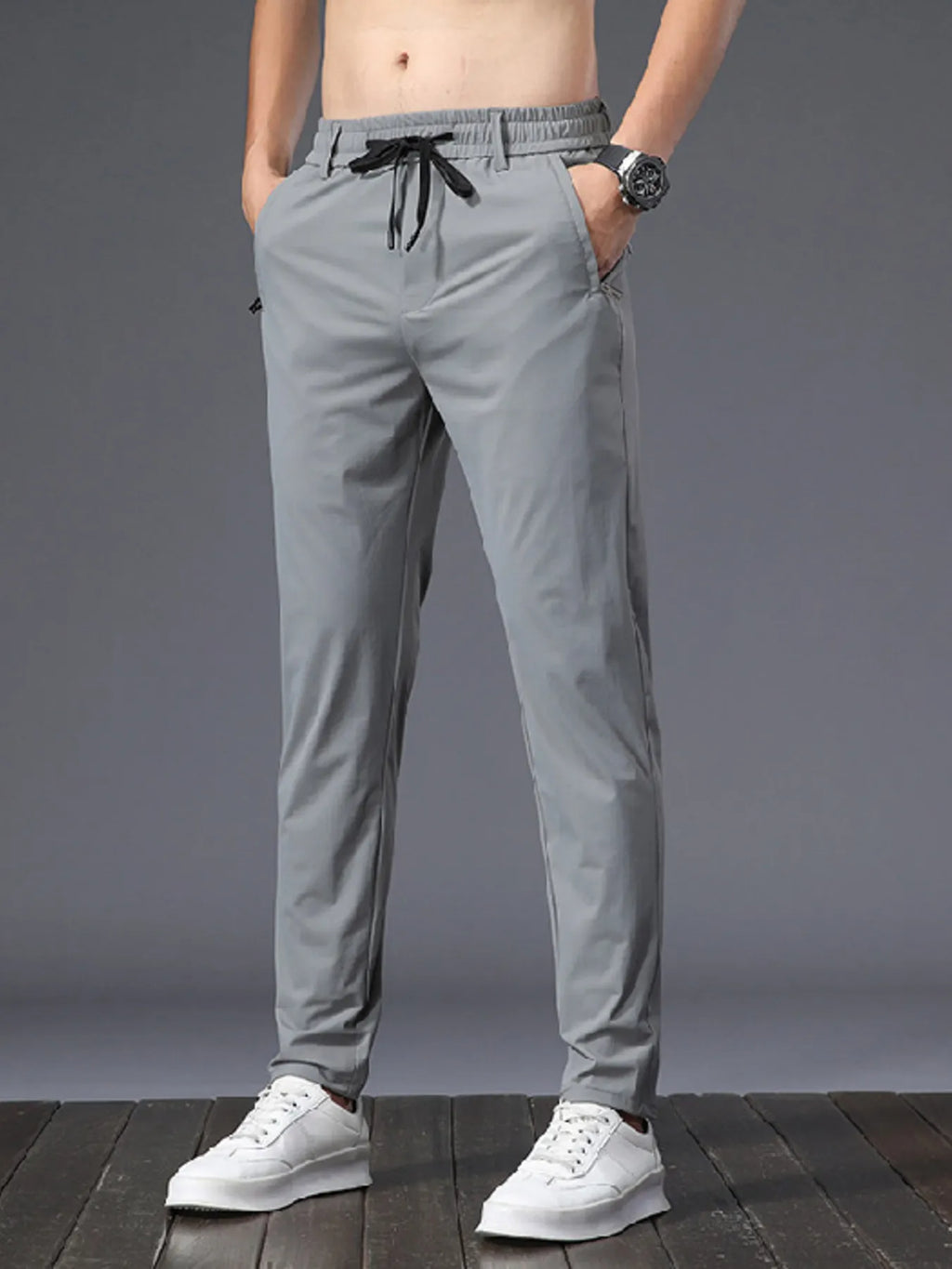 Slim Fit Pants in Black for Men