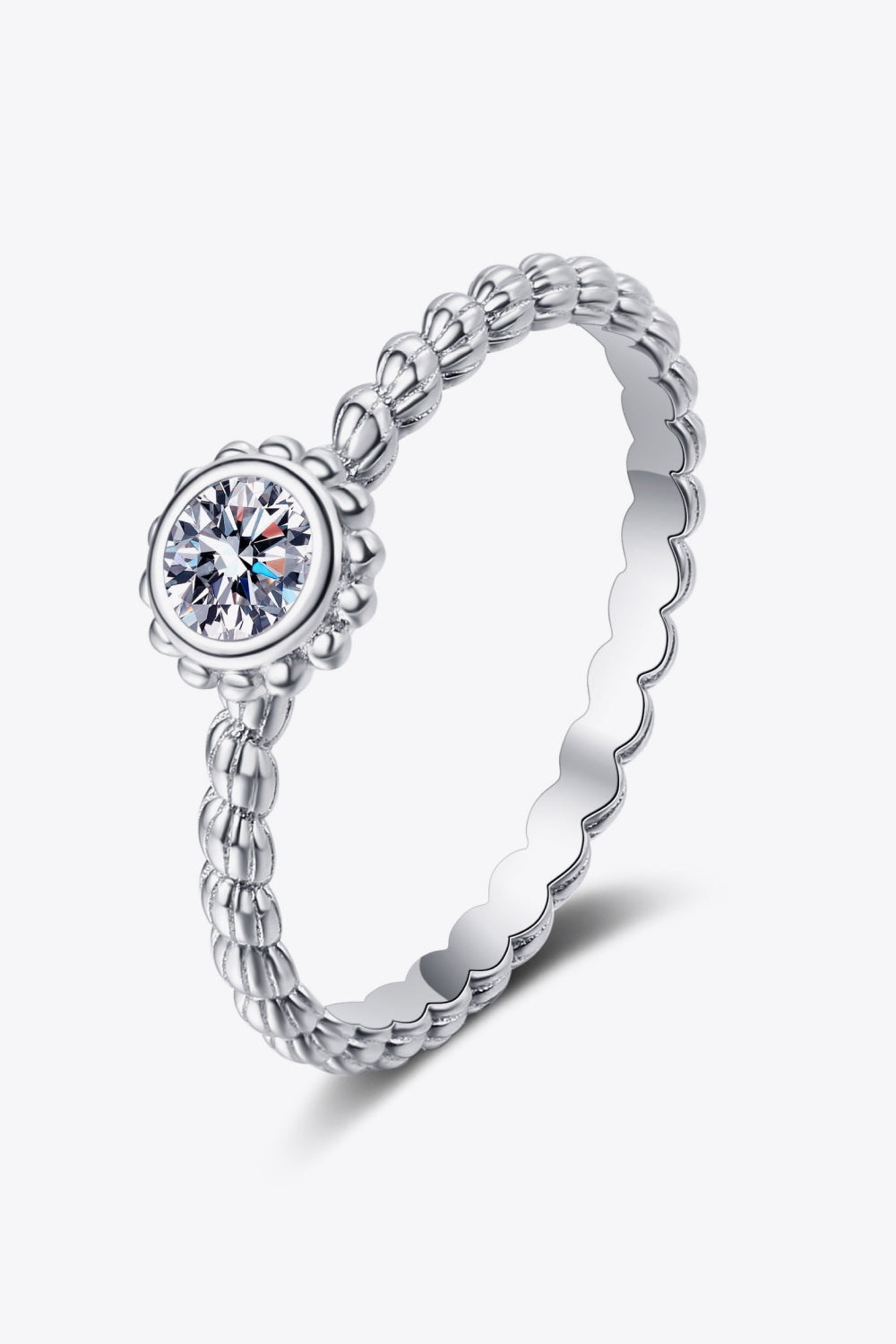 Moissanite Rhodium-Plated Ring in Silver for Women