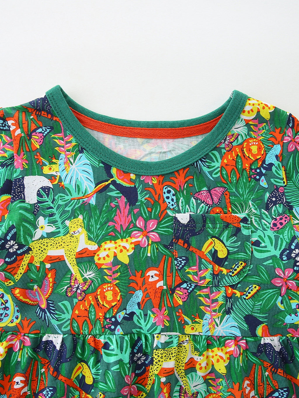 Printed Round Neck Dress in Multicolor for Girls