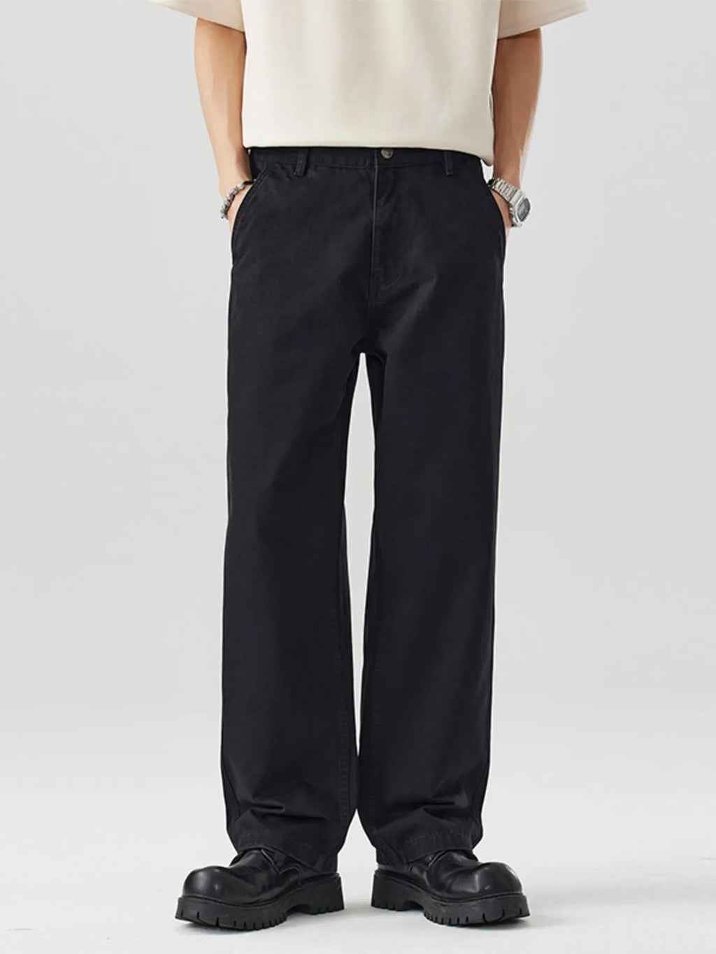 Relaxed Fit Pants in Black for Men
