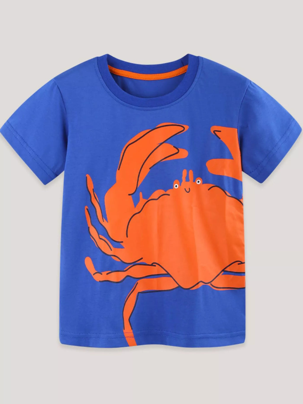 Crab Graphic Crew Neck T-Shirt in Royal Blue for Boys