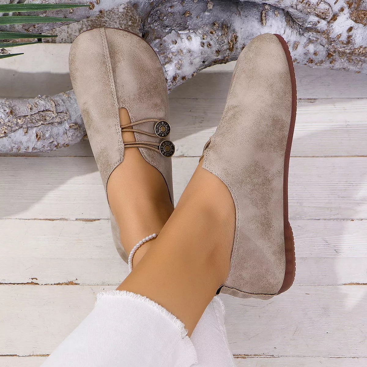 Round Toe Slip-Ons in Blue for Women