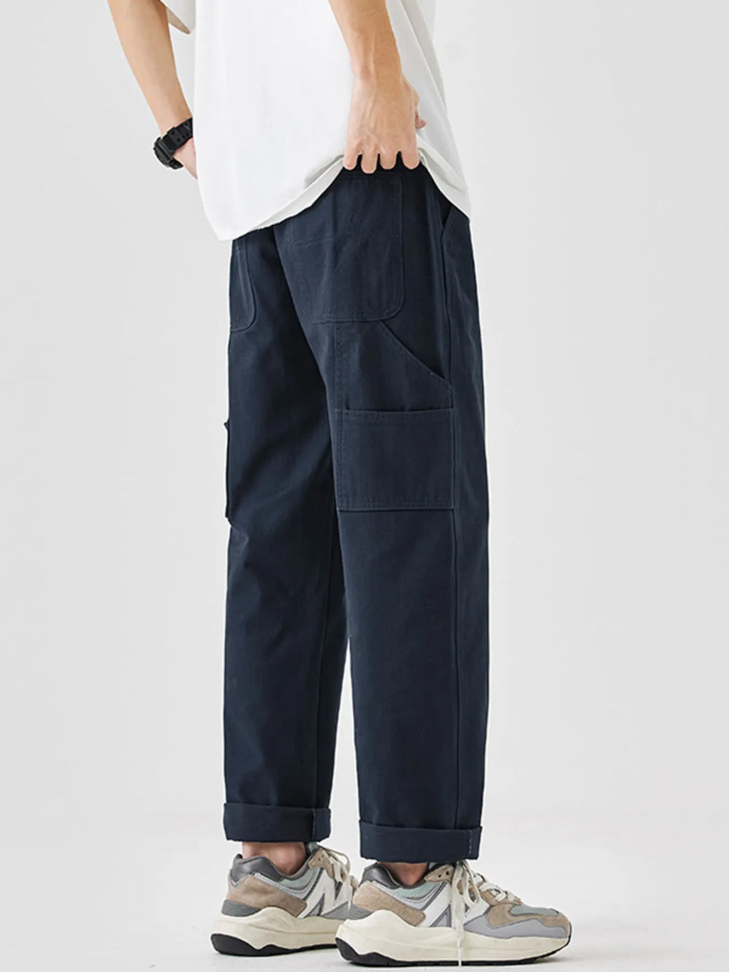 Plus Size Drawstring Wide Leg Pants in Khaki for Men