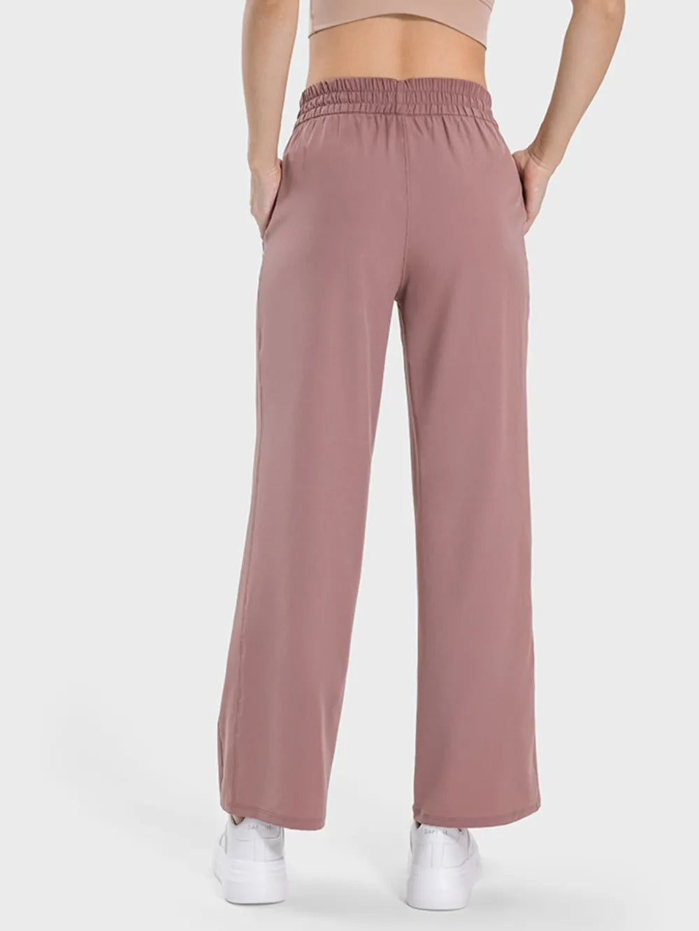 Drawstring Pocketed Active Pants in Cloudy Blue for Women