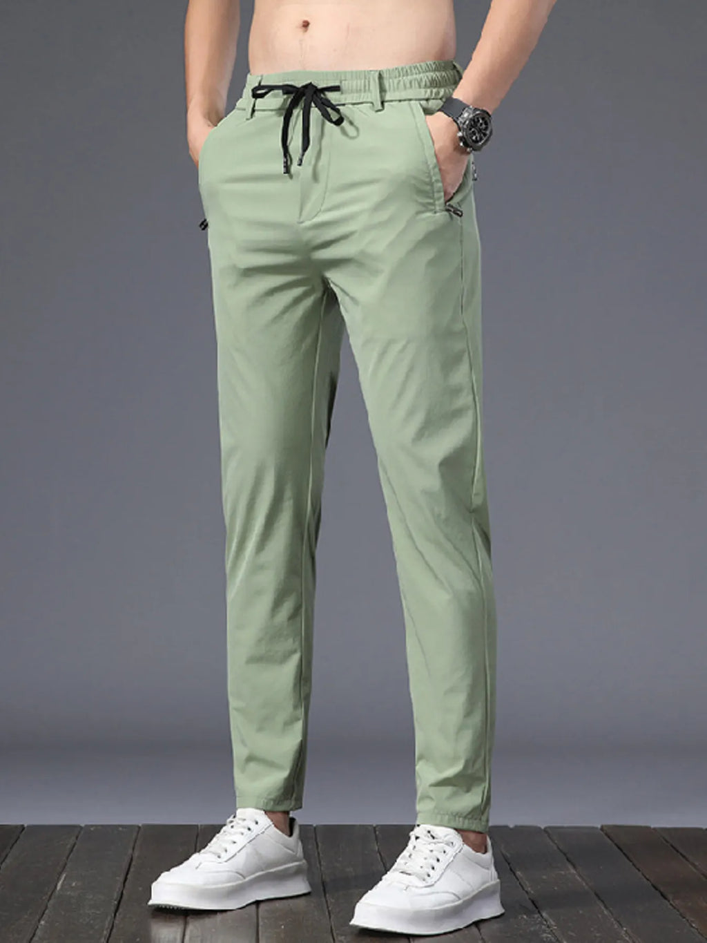 Slim Fit Pants in Black for Men