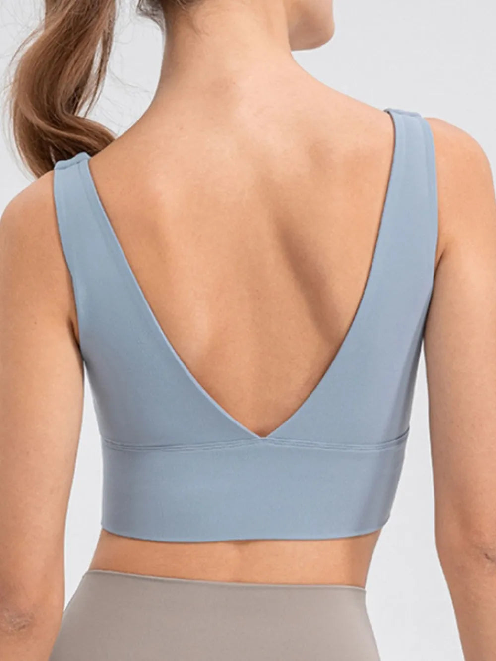 Scoop Neck Wide Strap Active Tank in Light Blue for Women