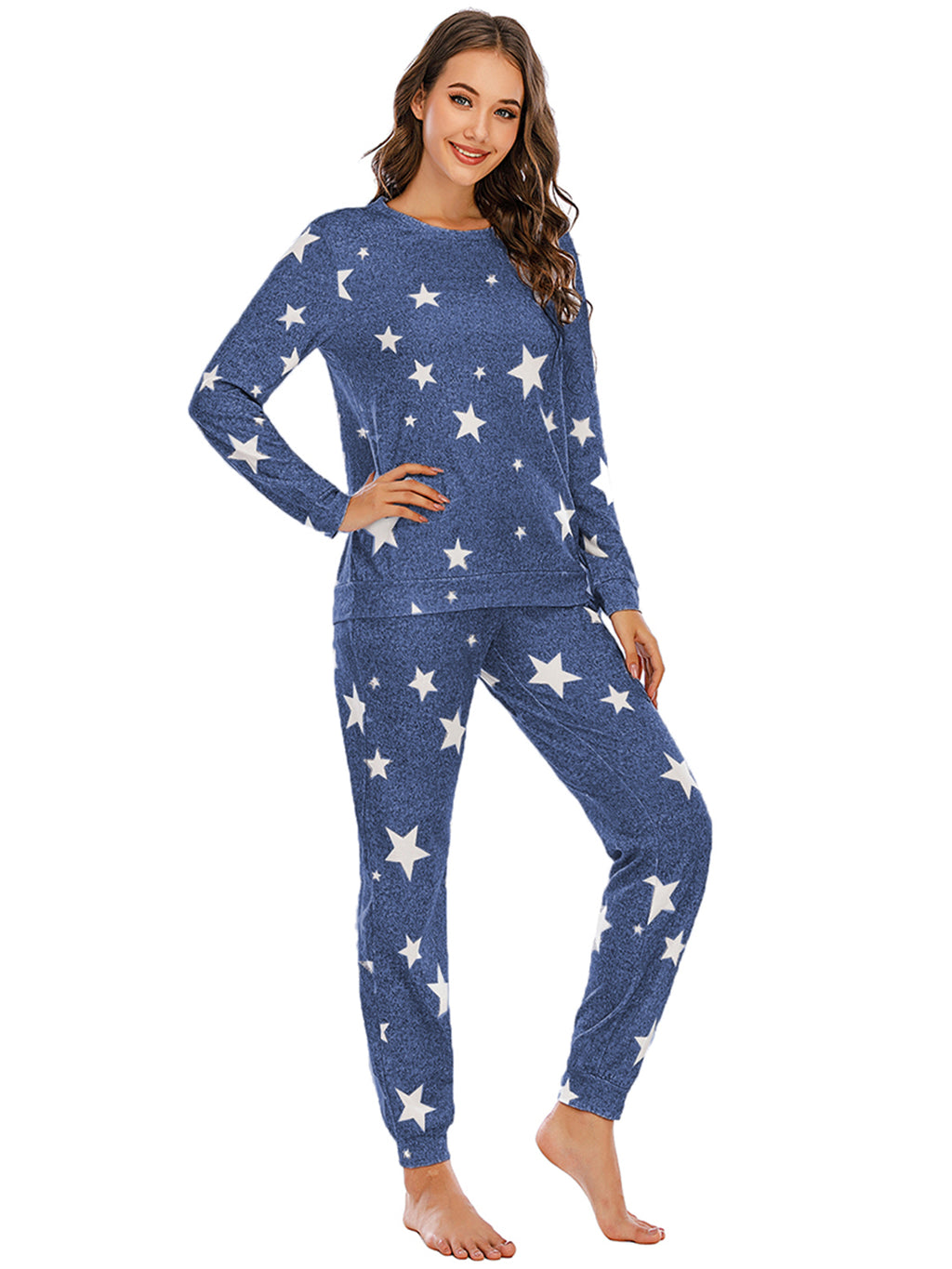 Star Top and Pants Lounge Set in Charcoal for Women