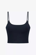 Feel Like Skin Scoop Neck Sports Cami in Black for Women