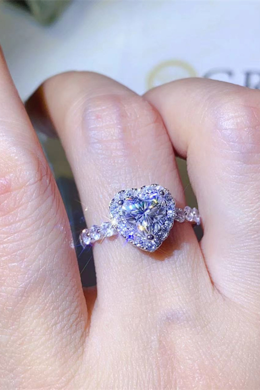 1 Carat Moissanite Heart Ring in White for Women
