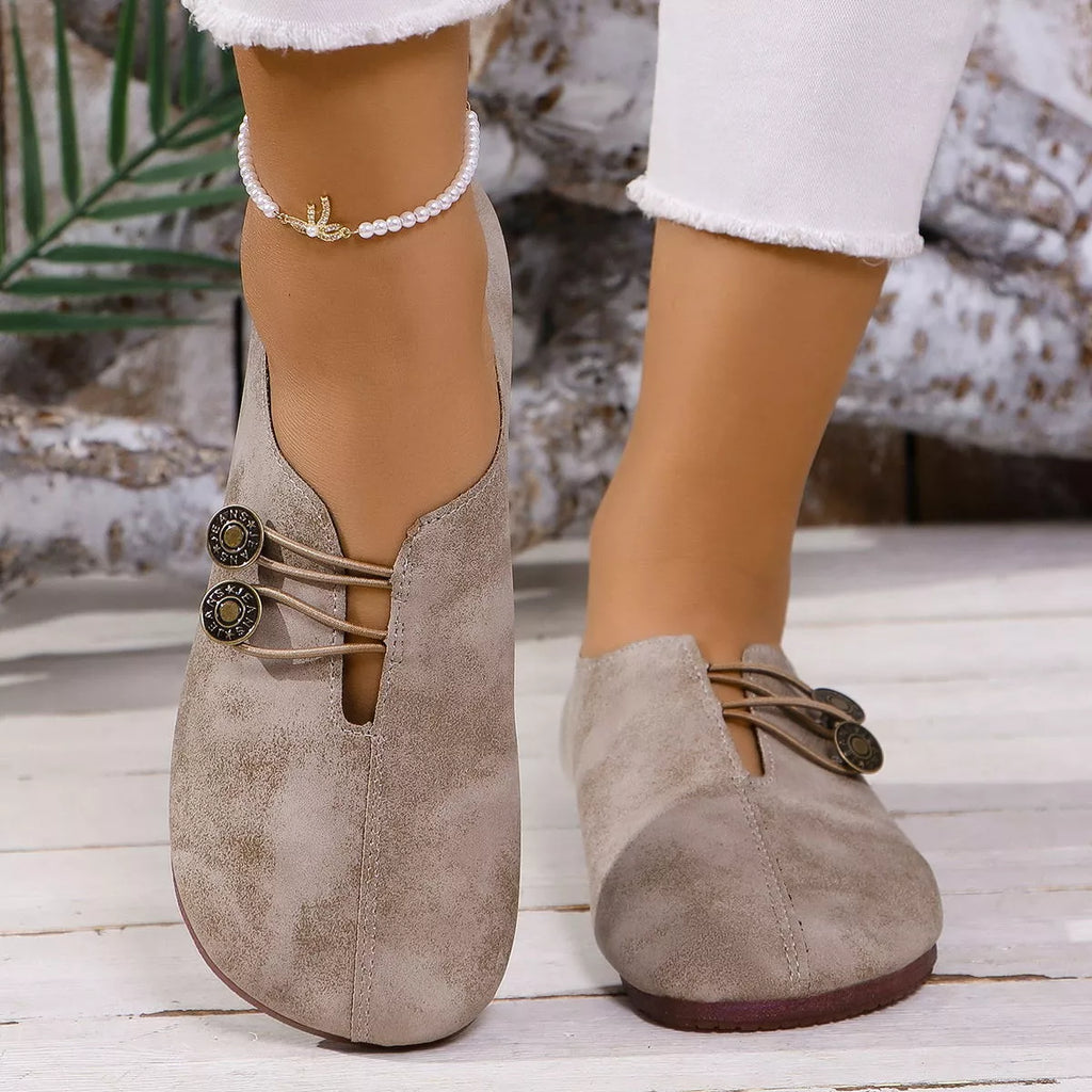 Round Toe Slip-Ons in Dark Brown for Women
