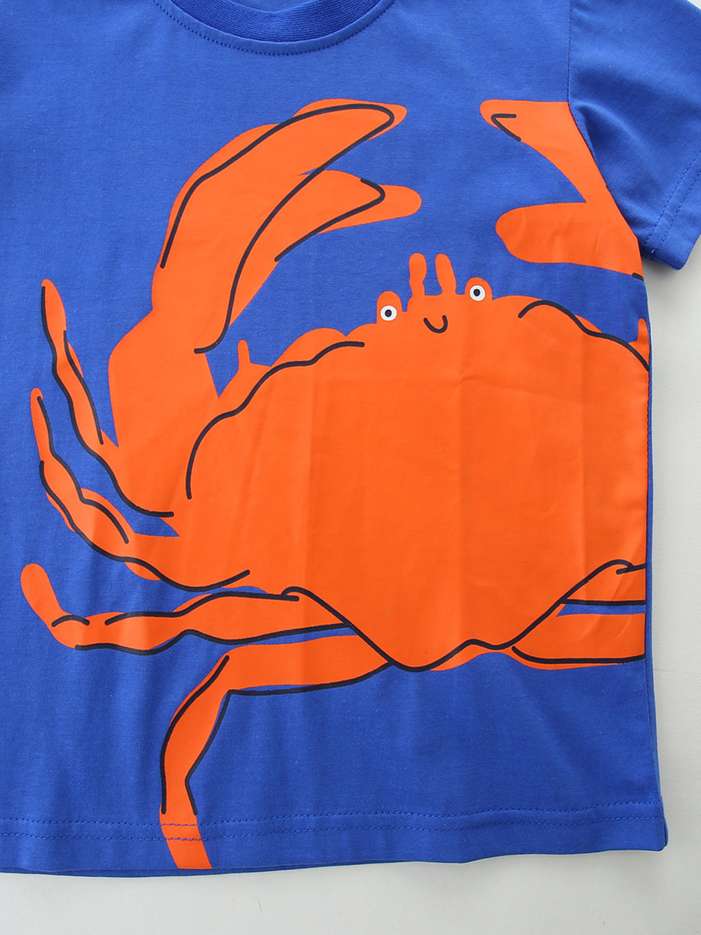 Crab Graphic Crew Neck T-Shirt in Royal Blue for Boys