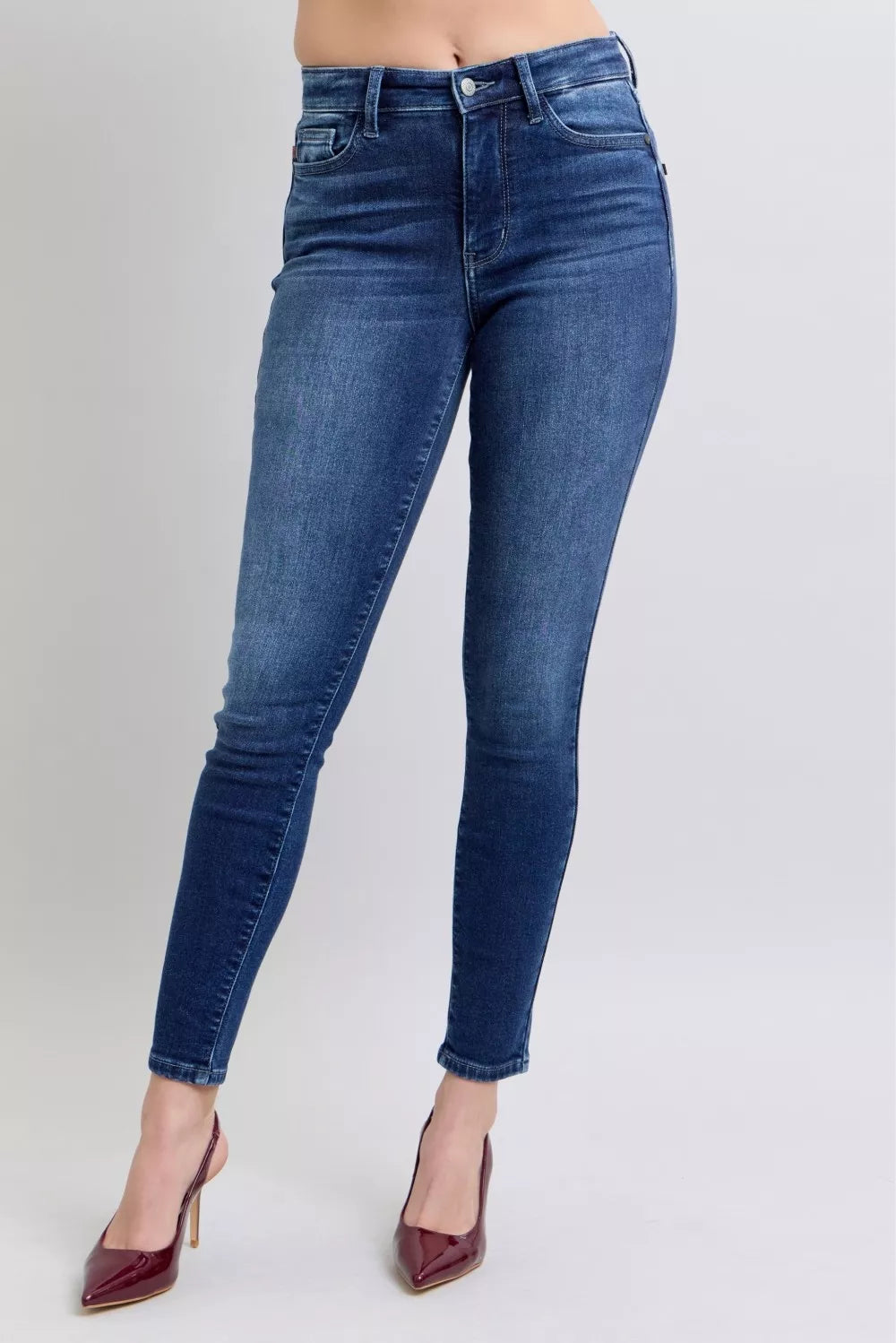 Washed Thermal Skinny Jeans Plus Size in Dark for Women