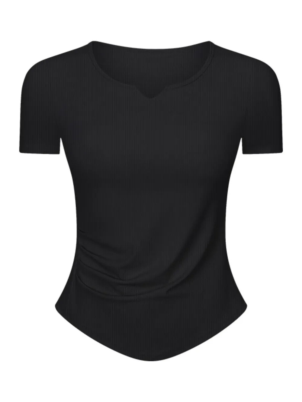 Notched Short Sleeve Active T-Shirt in Brown for Women