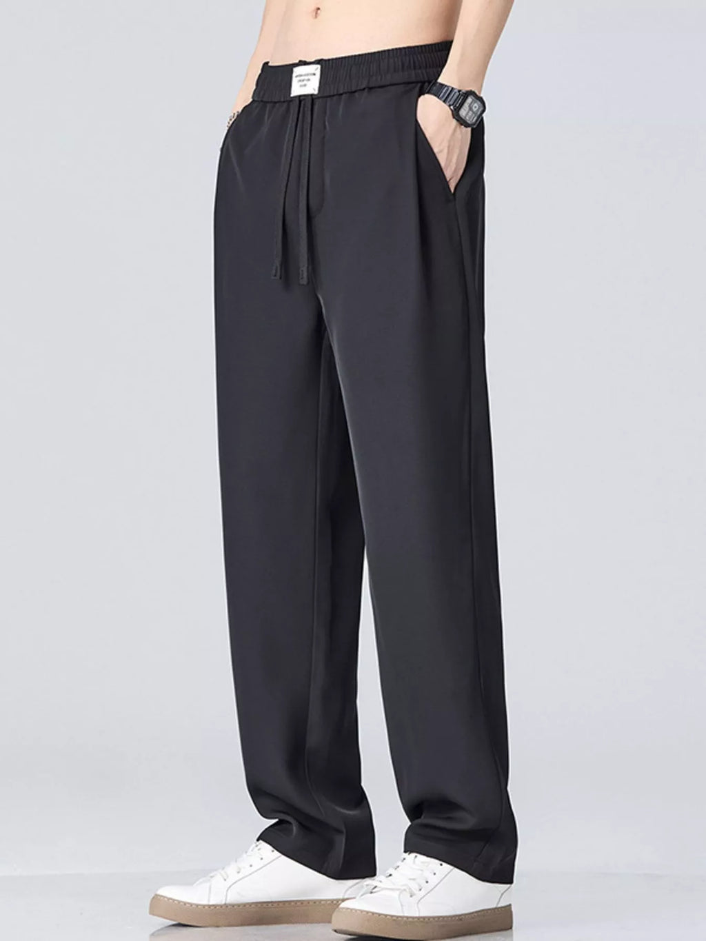 Wide Leg Pants in Dark Gray for Men