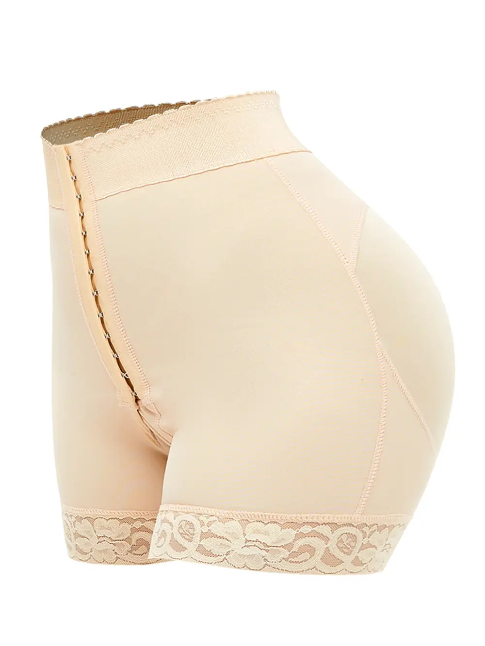 Plus Size Lace Detail Hook-and-Eye Shaping Shorts in Ivory for Women