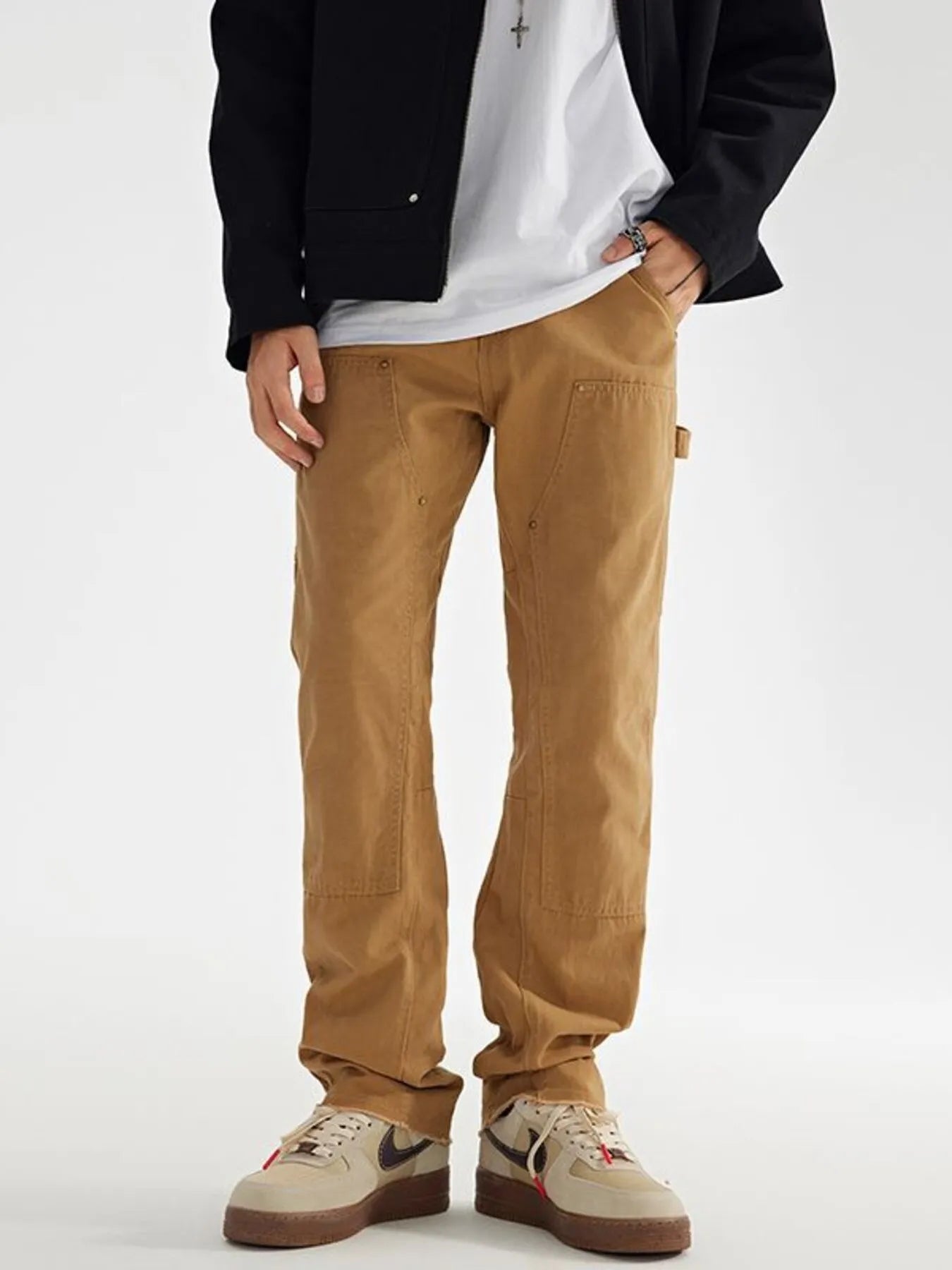 Wide Leg Jeans in Black for Men